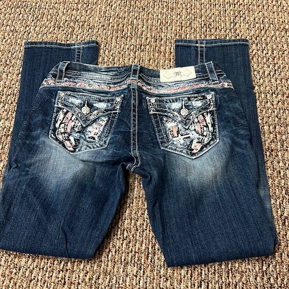 Miss Me Denim - MISS ME MID-RISE EASY STRAIGHT WOMENS JEANS CORRAL EMBROIDERED SEQUINS 28 30
